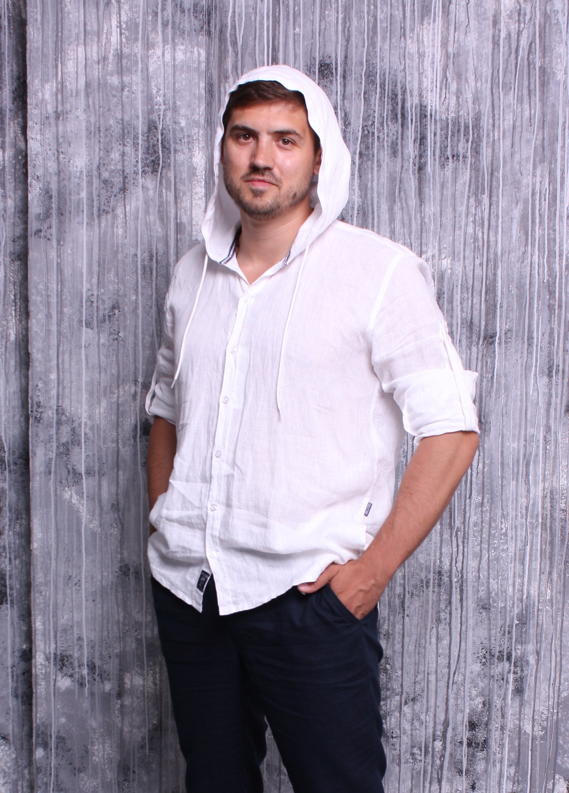 dress shirt with hood Batch Men's Knit Hooded Shirt